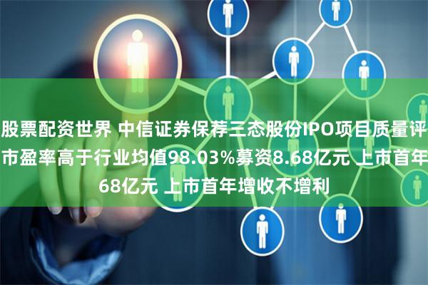 股票配资世界 中信证券保荐三态股份IPO项目质量评级D级 发行市盈率高于行业均值98.03%募资8.68亿元 上市首年增收不增利